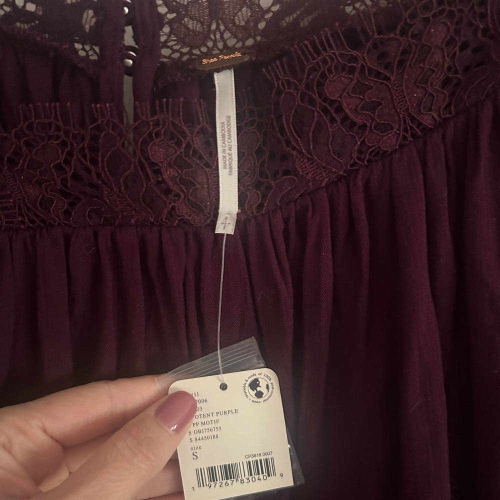 Free People Deep Purple Lace Blouse - Picture 4 of 4